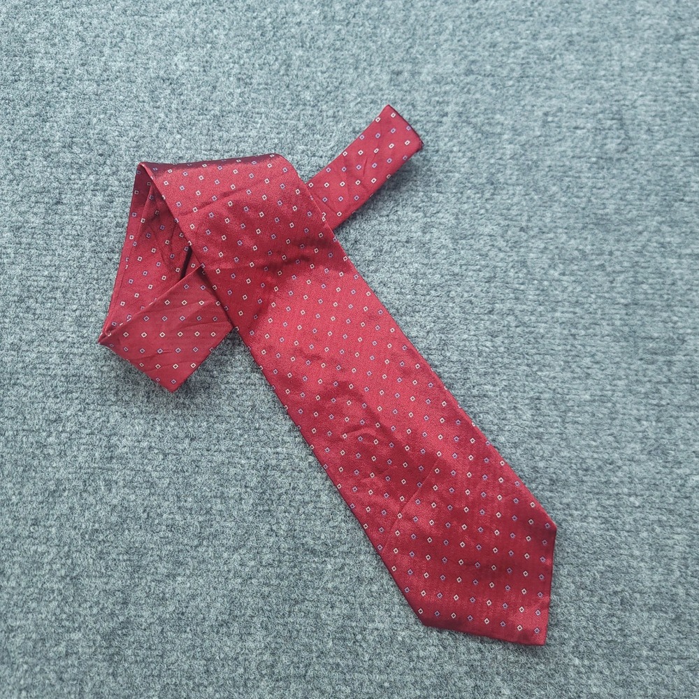 Vintage Banana Republic Red Silk Tie Geometric Pattern Made In Italy 3.75 90s